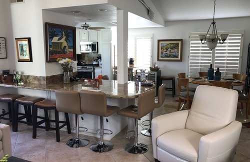 Palm Desert Condo | Spectacular, South Facing, cart, upgraded 2 bedroom+den with king sized bed.