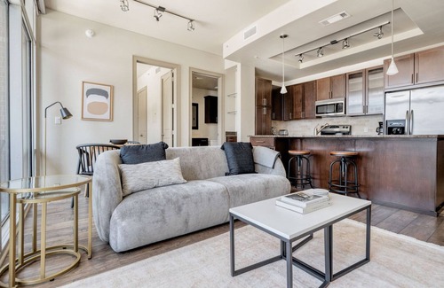 Second Street District Apartment | Stellar Downtown 1BR w/Gym & Pool, nr Lady Bird Lake, by Blueground