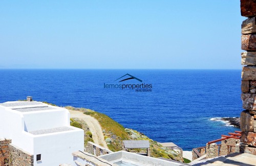 Kea House | Stone villa with a sea water swimming pool and a sea view, close to the sea