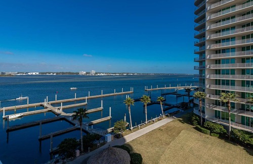 Orange Beach East Condo | Stunning 2BR Unit B508 at The Caribe with Beautiful Bay Views!