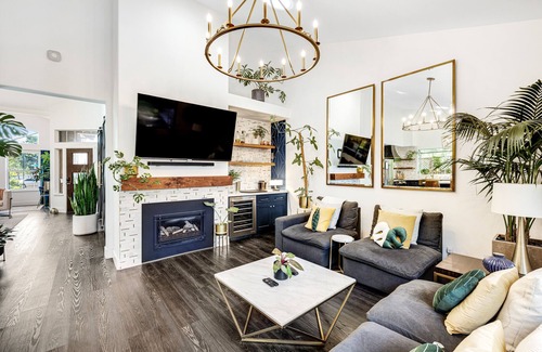 Santa Rosa House | Stunning, dog-friendly home with hot tub, fireplace, yard, & botanical decor
