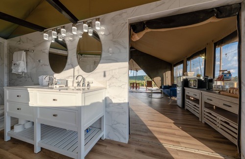 Marble Falls Cabin | Stunning Mountain View Patio Tent Yurt Glamping Loving Heart Retreats Glamorous