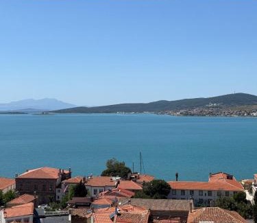 Ayvalik City Center Apartment | Stunning Sea View Apartment with Spacious Terrace