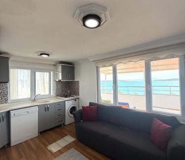 Ayvalik City Center Apartment | Stunning Sea View Apartment with Spacious Terrace