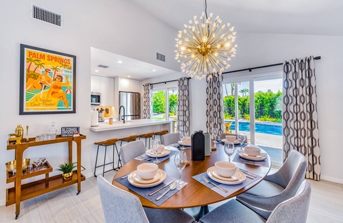 Palm Springs House | Stylish desert retreat with enclosed yard, pool & spa, firepit, grill & lanai