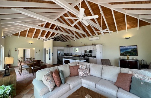 Estate Concordia East House | Sunflower - Amazing view of the Caribbean Sea, pool & lush tropical landscaping