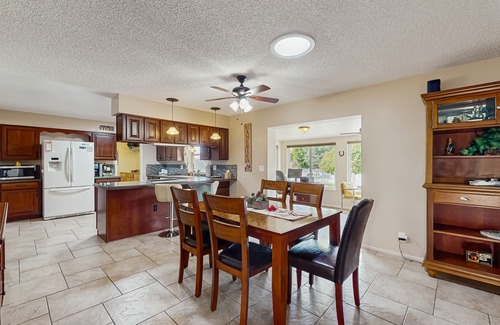 Sunland Village House | Sunny home with covered patio, grill, pool, tennis, hot tub, full kitchen, & AC