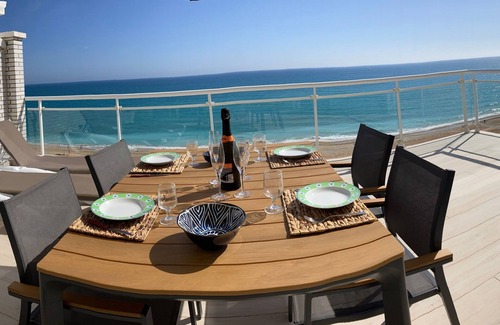 Peniscola Apartment | SUPERB TERRACE OVERLOOKING THE SEA, SWIMMING POOL, PEDESTRIAN PRECINCT AND PARKING LOT