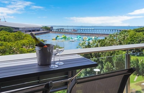 Darwin City Centre Apartment | Superb Waterfront Lagoon Views: Balcony Relaxing