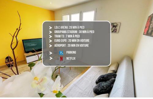 Meyzieu Nord Ouest Apartment | T2 Sweet Horizon - Groupama, LDLC, Euroexpo, Grand Large