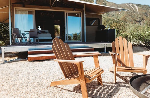 Tata Beach Cabin | Tent Korimako - Luxury Eco Glamping with your own electric Buggy