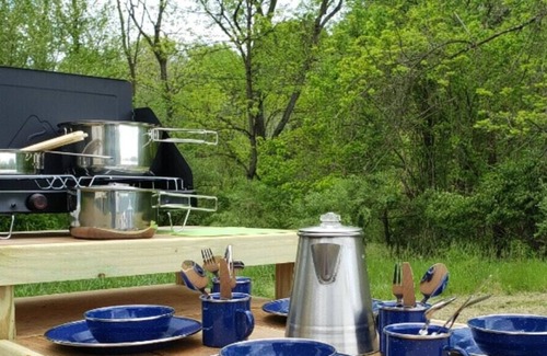 Sharpsburg RV Rental | Tentrr Signature Site - Evensong Farm - Autumn Olive - Coleman Outfitted Site