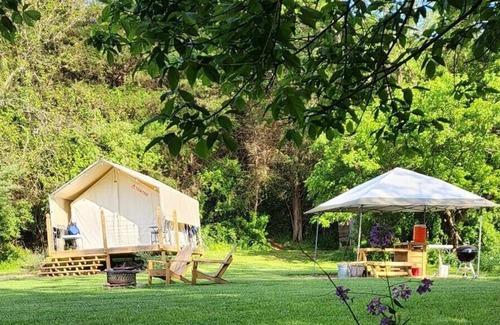 Sharpsburg RV Rental | Tentrr Signature Site - Evensong Farm - Autumn Olive - Coleman Outfitted Site