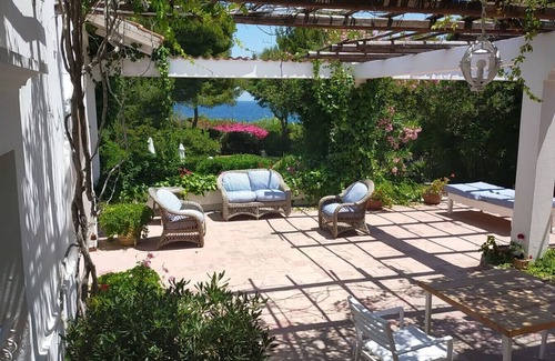 Otranto Villa | Terrace on the sea: Otranto, Seafront Villa-private beach access and rocks.