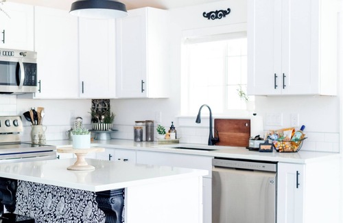 Twin Falls House | The Black Bird Bungalow -Charming Modern-Vintage Flair - Spa & Fireside