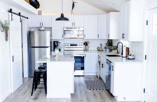 Twin Falls House | The Black Bird Bungalow -Charming Modern-Vintage Flair - Spa & Fireside
