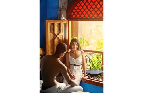 Bab Doukkala House | The Chefchouen Room: Private Patio: Riad Roxanne