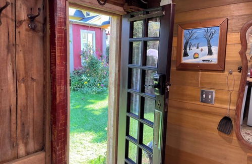 Trumansburg Cabin | The Coop at CrowNestFarm! Communal Rec Room-Bathroom-Kitchenette