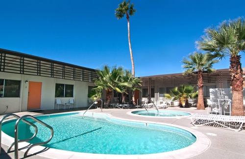 Desert Hot Springs Apartment | The Getaway 2BR #6: Pool, Mountain View, Kids/Pets welcome