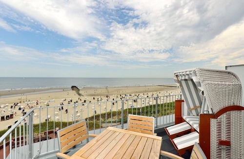 Wangerooge Apartment | Tolles Apartment am Nordseestrand mit Direktem Meerblick, Balkon und Strandkorb!