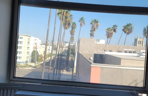 Rampart Village Apartment | Top floor rental unit with view of Hollywood sign