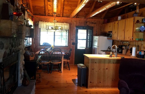 South Boardman Cottage | Traverse City area Lakefront Log Home, FREE Hot Tub, WIFI, & Boats.