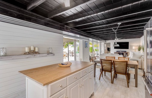 Indian Waterways House | Trendy canal-front home with dock, full kitchen, central AC, & washer/dryer