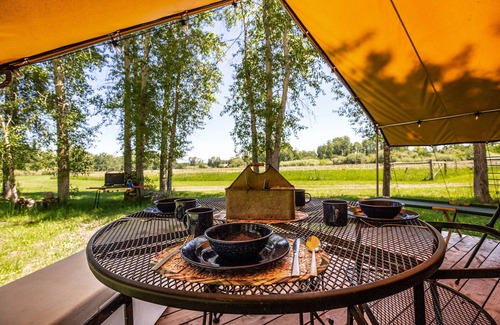 Bozeman RV Rental | TroutChasers Glamping Tent - Crackling Fire, Fresh Air, Fly Fishing