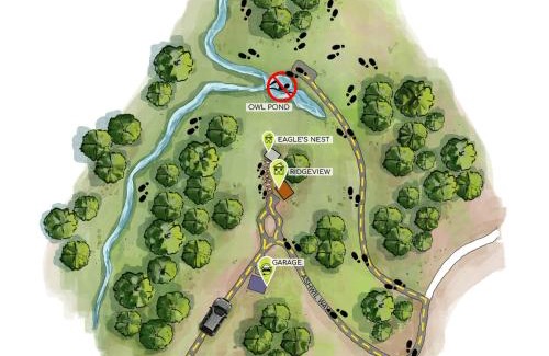 Berkeley Springs House | Two Forest Cabins,Decks,Fire Pit,Hot Tubs,GameRoom