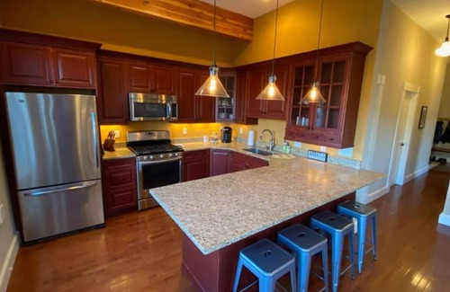 Salida Condo | Two spacious bedrooms with ample living space and a gourmet kitchen right in the heart of downtown Salida, this gorgeously furnished condo will not disappoint!