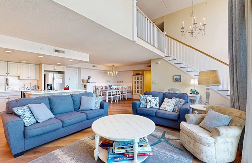 North Ocean City Condo | Two-story beachfront penthouse with ocean & bay views, pools & game room