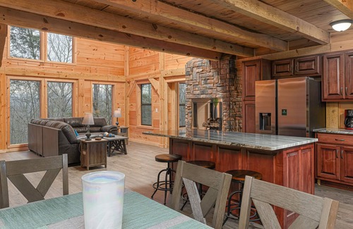 Trenton Cabin | Two-story, dog-friendly cabin with a spacious deck, movie room, & lovely views
