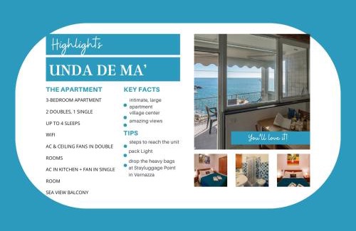 Vernazza Apartment | Unda de Ma Apartment with views and AC