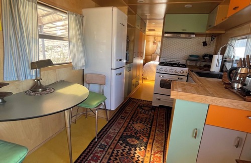 San Marcos RV Rental | Unique Boutique Airstream Spartan in a Lavender Oasis