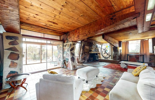 Yucca Valley House | Unique stone home with grill, mountain views & balcony - dog-friendly