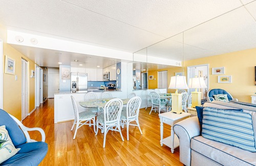 North Ocean City Condo | Updated, ocean-view condo with balcony, pools, saunas, game room & gym