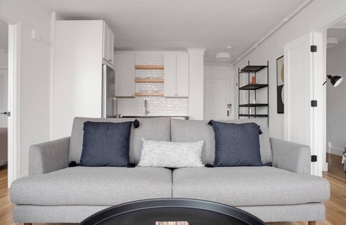 North Brookline Apartment | Upscale Brookline 1BR w/W/D, steps to Green Line, by Blueground