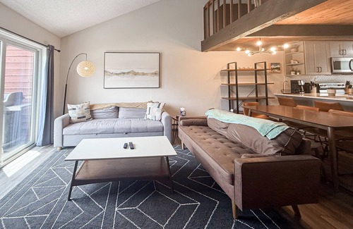 Fraser Condo | Upscale loft condo with fireplace, balcony, pool, hot tub & W/D