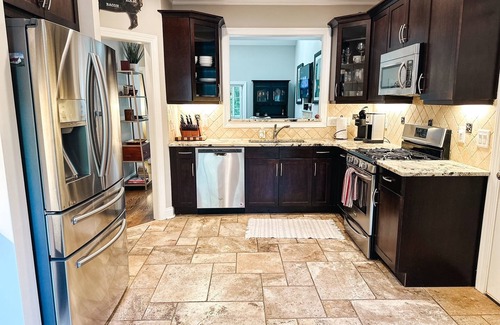 Cary House | Upscale Retreat in Cary, NC With Theater Room & Outdoor Fire Pit