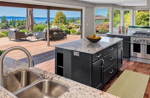 The Bowl of Edmonds House | View home in Edmonds Bowl. Indoor outdoor gourmet kitchen & bar for entertaining