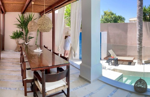 Loutra Villa | Villa Kallergi Athena 12 guests, concert piano&pool,sea view, 200+ year old vine