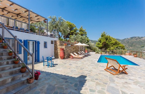 Skopelos House | Villa Kerasi is a gorgeous villa designed in traditional Skopelos style.