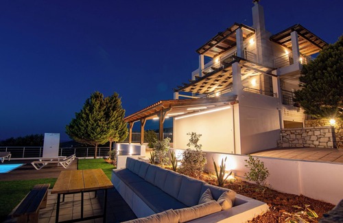 Kokkini Chani Villa | VILLA PELAGOS VIEW,PRIVATE POOL,4 BEDROOM, 5 min from the beach!