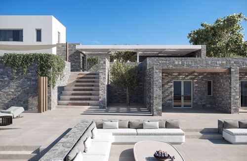 Kithnos Villa | Villa with a private pool, gym, built-in BBQ & amazing sunset sea views