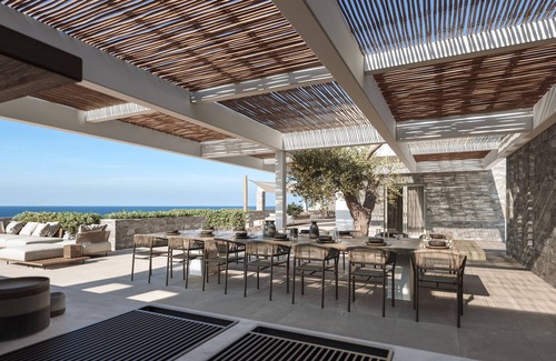 Kithnos Villa | Villa with a private pool, gym, built-in BBQ & amazing sunset sea views
