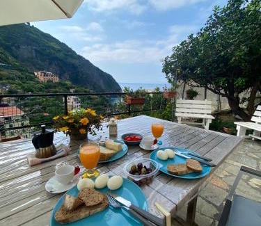 Riomaggiore Apartment | Villino Caterina House: big terrace seaview