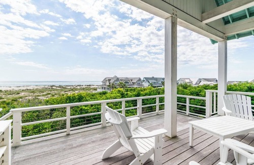 East Beach House | Visit Bald Head Island in March. Peaceful porches with stunning ocean view!