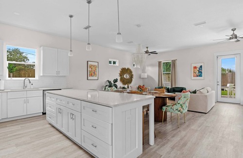 West Panama City Beach House | Walk to Beach|Free Heated Pool, Fire Pit, Theater