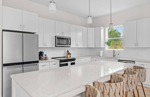 West Panama City Beach House | Walk to Beach|Free Heated Pool, Fire Pit, Theater