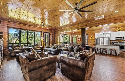 Gatlinburg Cabin | Walk to Gatlinburg - Cabin Sleeps 46! Game/Theater Room, Pool Access, Hot Tub